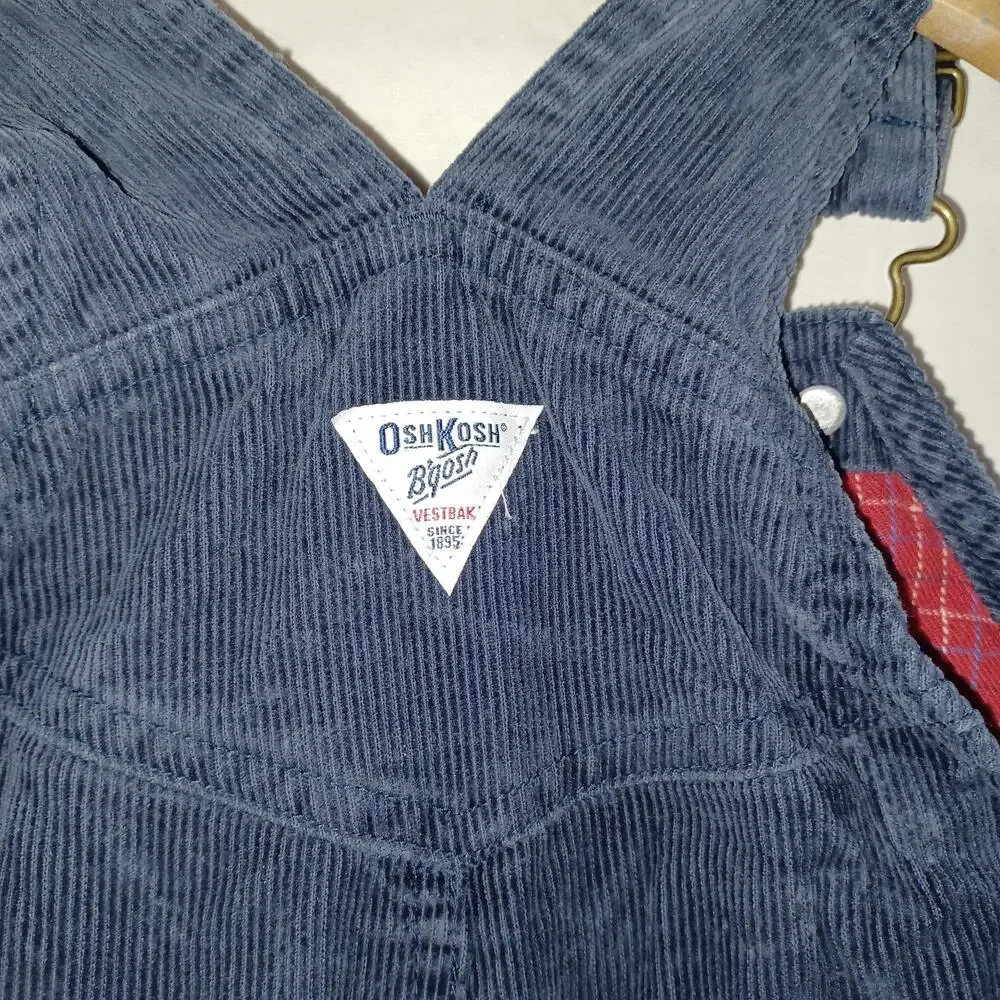 OshKosh b'gosh size 18 months‎ blue corduroy overalls flannel liner
